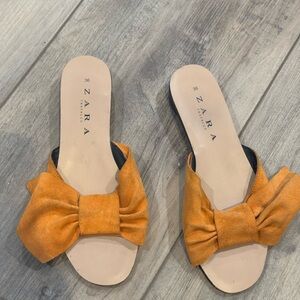 Zara Women's Bold Orange Bow Sandals